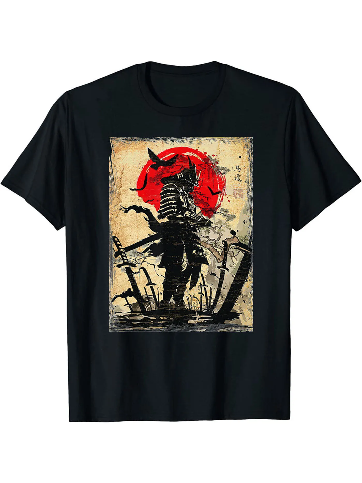 

Cartoon Warrior Pattern T-shirt, Men's Casual Stretch Round Neck T-shirt For Spring Summer