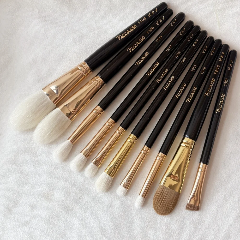 Piccasso Beauty Makeup Brushes Set 103 106 224 217 207 239 219 Top-quality Goat Hair Gold Cosmetic Brush Tools