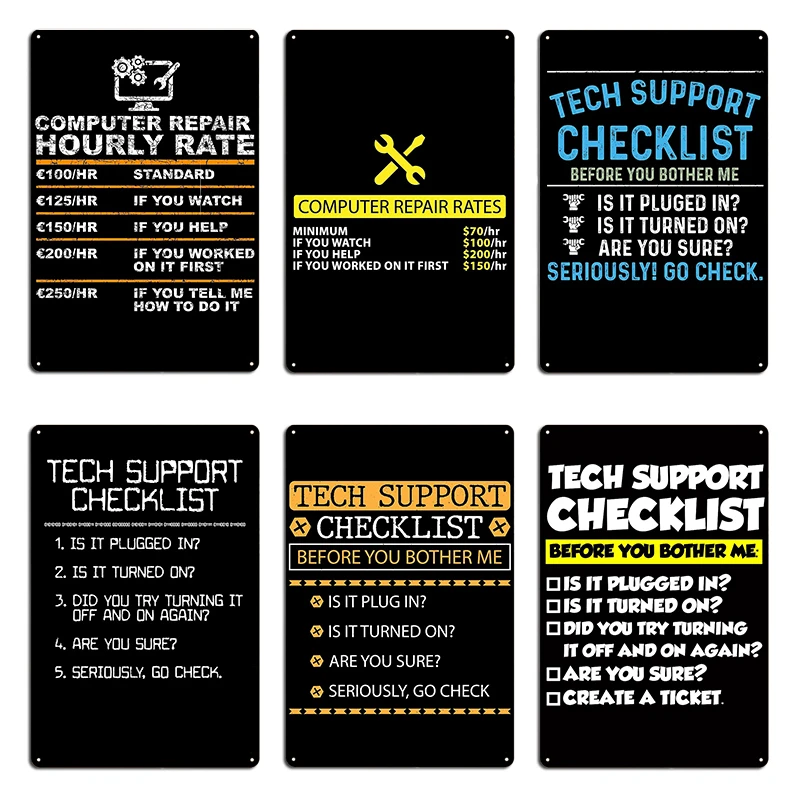 إصلاح الكمبيوتر معدل ساعة التكنولوجيا دعم المرجعية Befor You Bother Me المعادن الطرف طباعة بار المطبخ نادي تين تسجيل ملصق