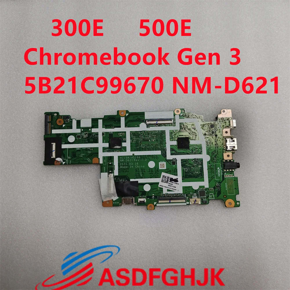 Placa-mãe para laptop Lenovo, o original 5B21C99670, 300e, 500e, Chromebook Gen 3, SRKGZ, N5100U, 8GB, 64GB, NM-D621