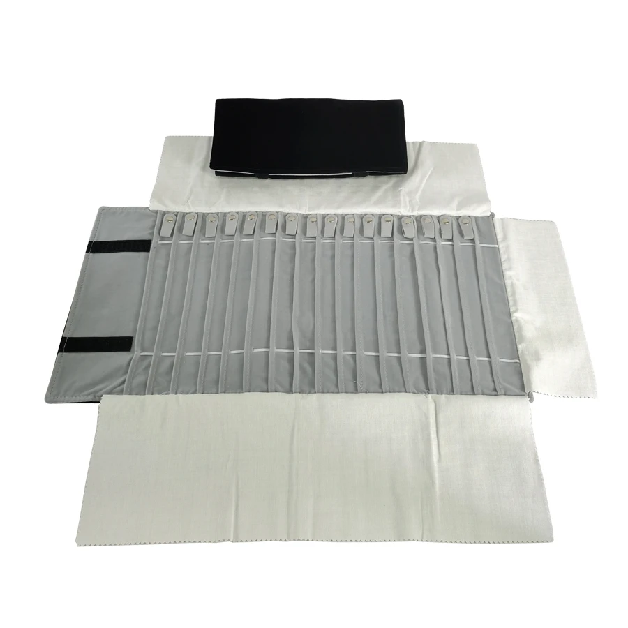 منظم حقيبة مجوهرات مخملية للسفر للقلادة وشريط مطاطي ومضاد لللف سلاسل 16 خالية من التشابك باللون الأسود