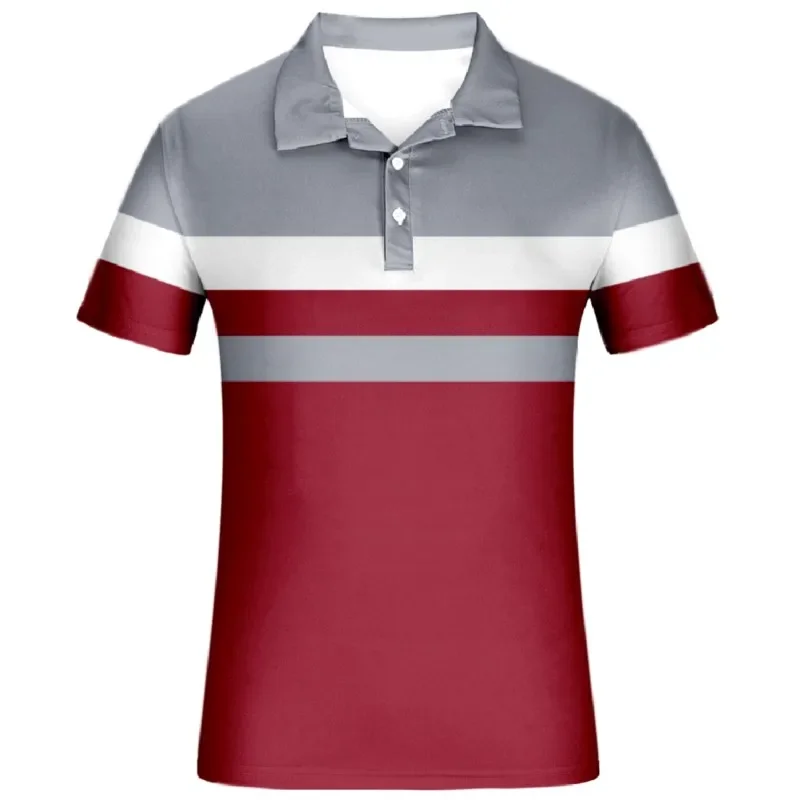 Men's Polo Shirt Button Up Polos Casual Holiday Lapel Short Sleeve Fashion Basic Red Gray Color Block Regular Fit Polo Shirt