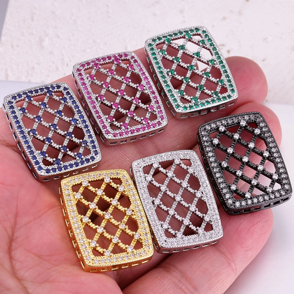 Juya 18K Gold Plated Pearls Jewelry Making Mountings Micro Pave Zircon Decorative Floating Flower Fastener Connector Accessories