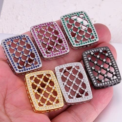 Juya Handmade Cz Copper Decoration Elegant Square Pendant Connectors For DIY Women Needlework Pearls Gems Tassels Jewelry Making