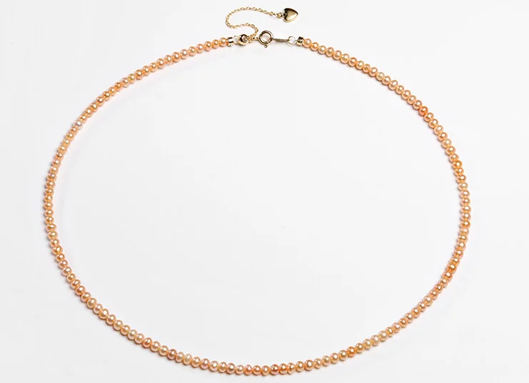 

French fashion temperament light luxury jewelry 4-5mm strong light gold freshwater pearl Xiaomi gold-plated necklace