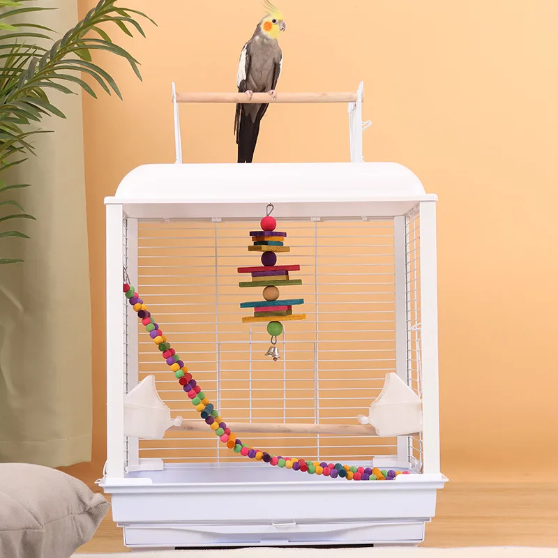 

Transparent Luxury Bird Cage For Large Parrots New Anti-Splash Household Horizontal Wire Button Closure Plastic Material