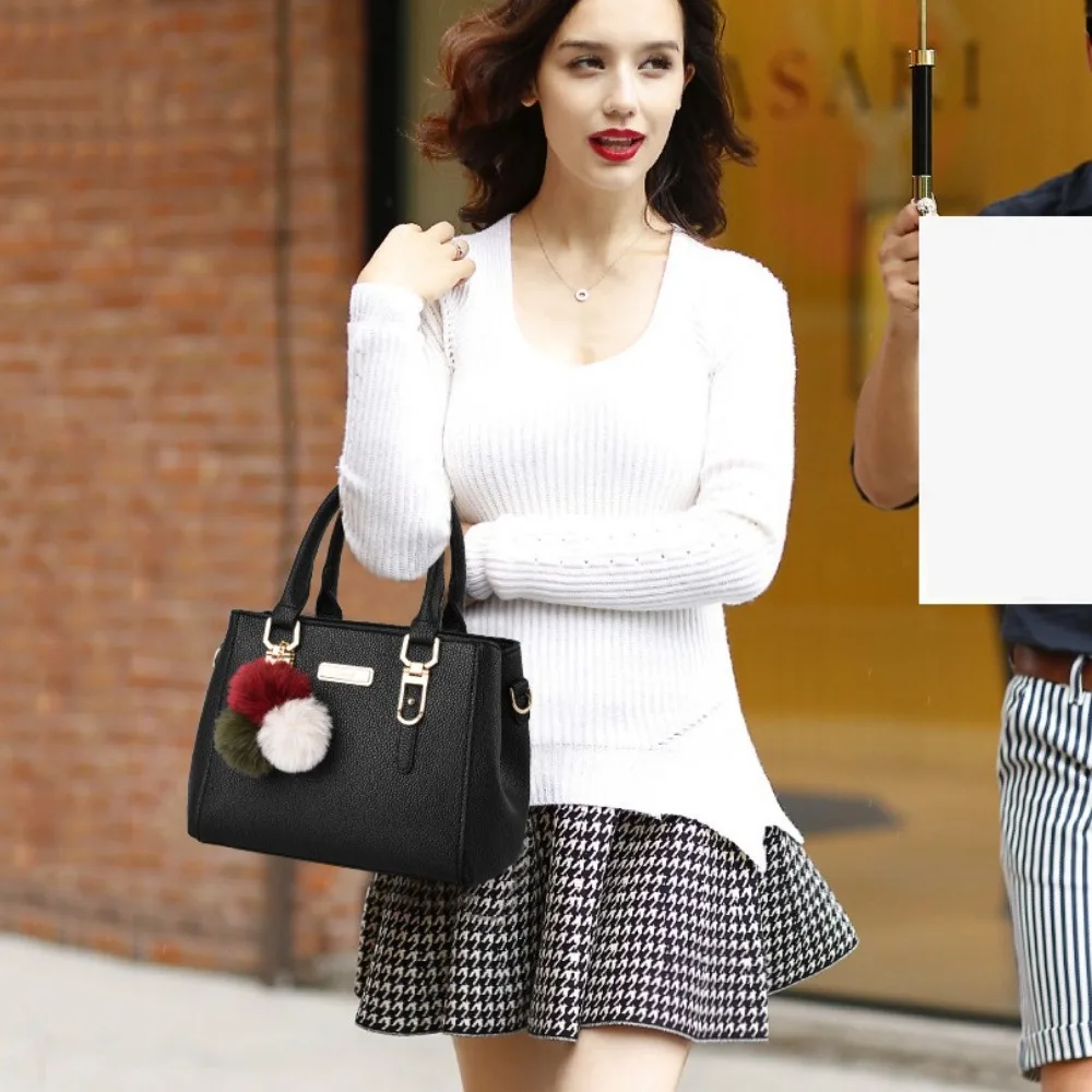Bolsas de Mão de Couro da Moda, Grande Capacidade, Bolsa de Ombro em Poliéster e Algodão, Bolsa Mensageira Casual com Bolso Aberto para Mulheres