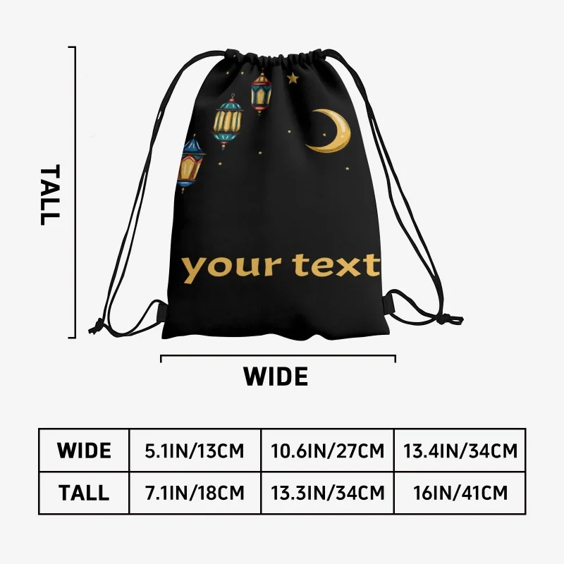 1PC Custom Text Drawstring Backpack 3 Sizes - Adjustable Double Shoulder Bag for Gym, Travel,Ramadan Festival Gifts & Activities