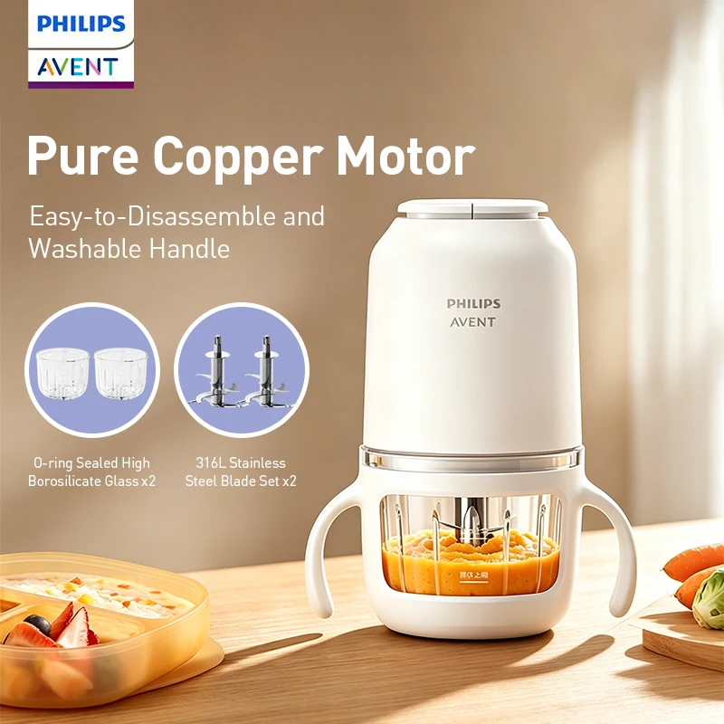 philips-avent-baby-food-maker-150w-2-glass-cups-2-blades-25000rpm-316l-8-blade-cutter-mini-food-processor
