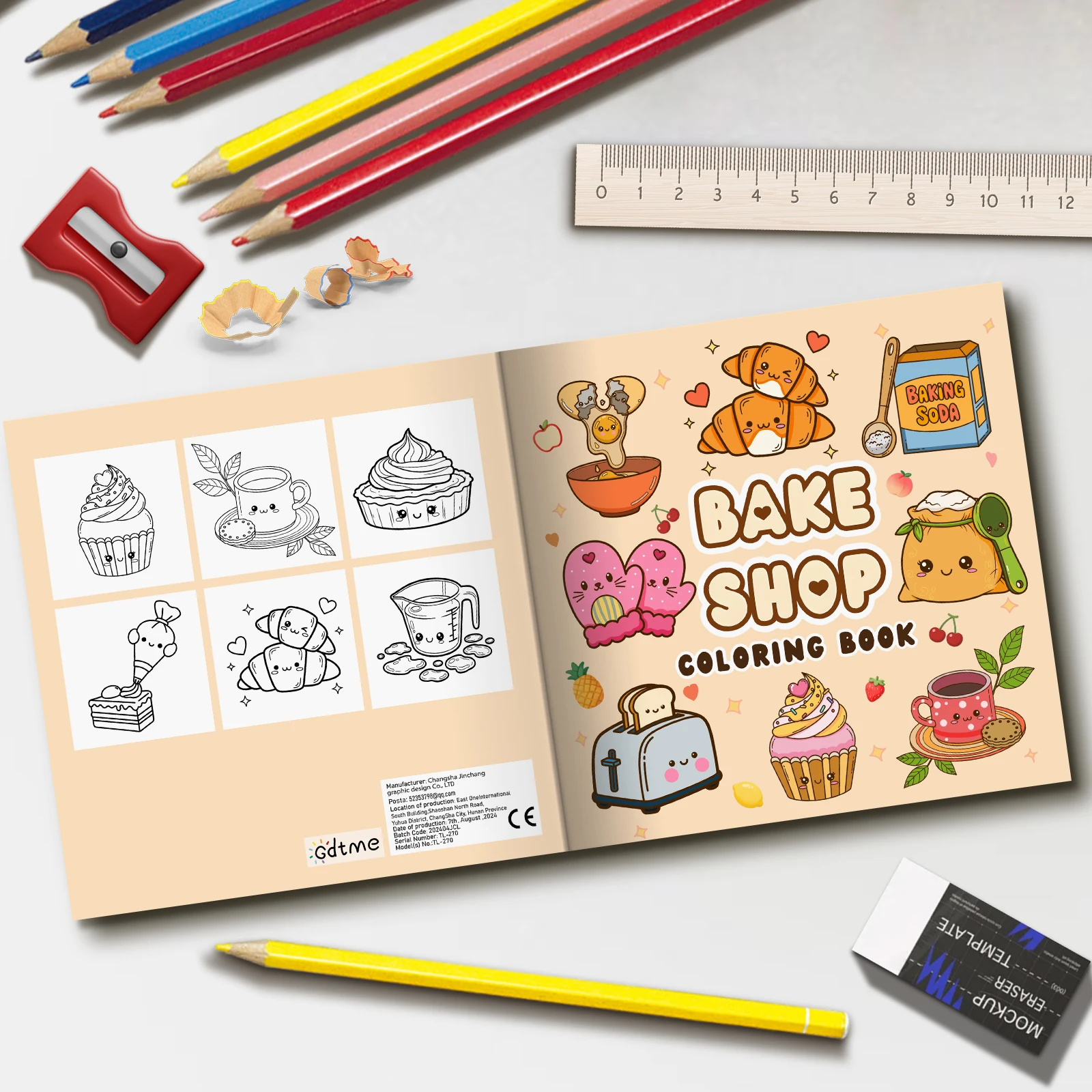 BAKE SHOP Malbuch mit kräftigen, einfachen Mustern für Erwachsene, niedliches Zeichenbuch, perfektes Geschenk für Party und Geburtstag – Detail 3
