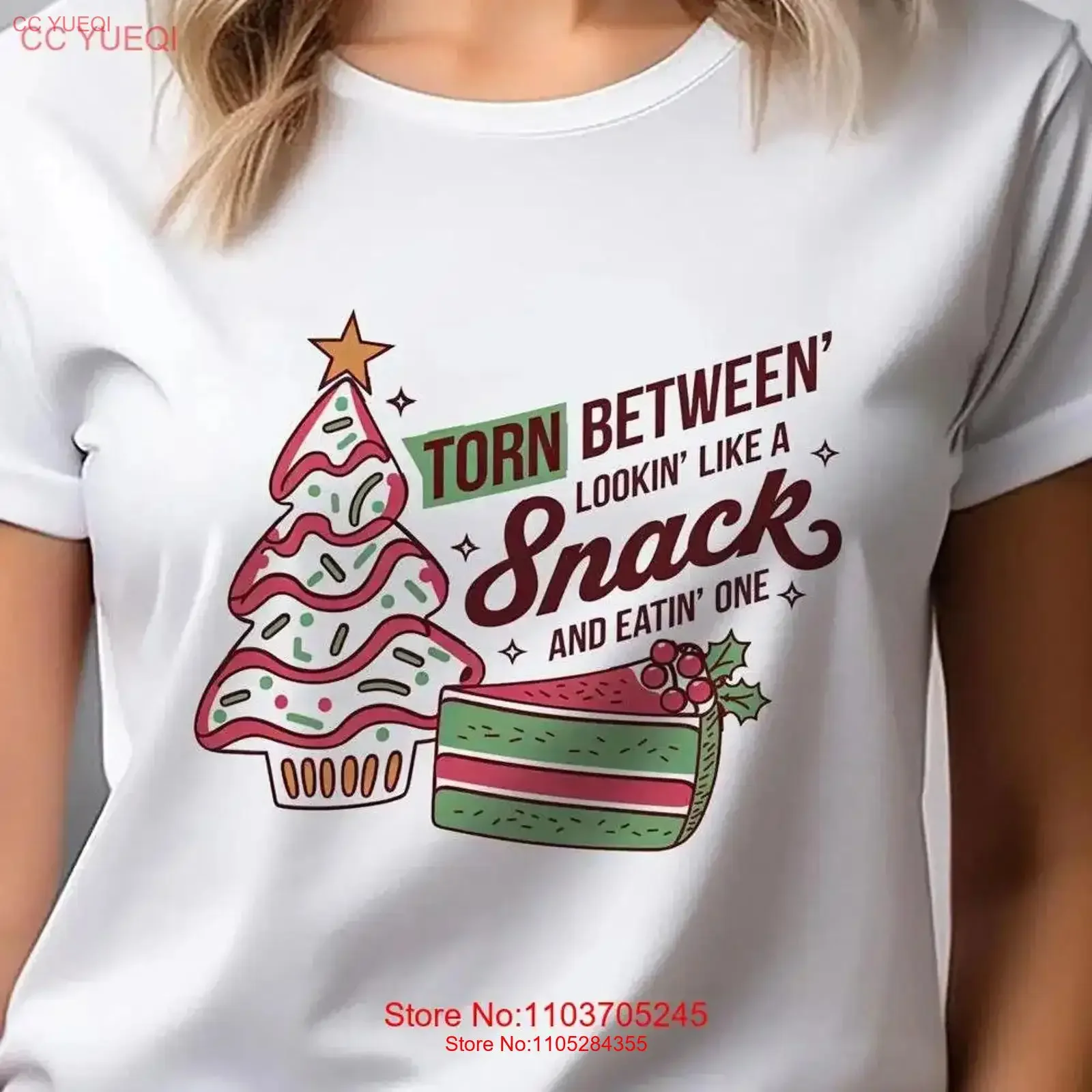 Torn Between Looking Like a Snack and Eating One Christmas Tree Cakes Bella Canvas Crew Neck T Shirt DTF 50199 vintage Washed