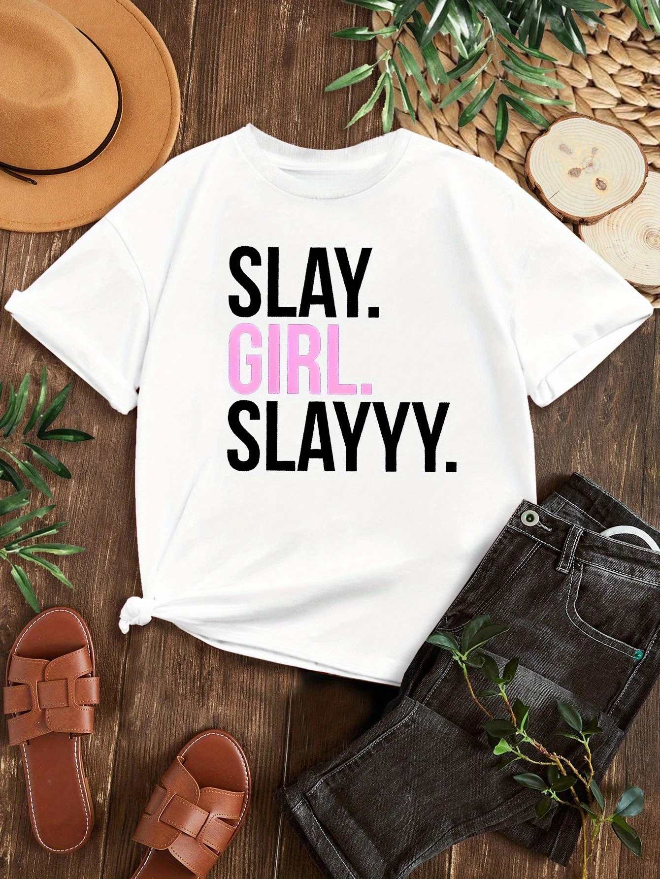 

Женская футболка с принтом SLAY GIRL SLAY, уличная повседневная футболка в стиле Харадзюку с короткими рукавами, эстетичная одежда, бесплатная доставка