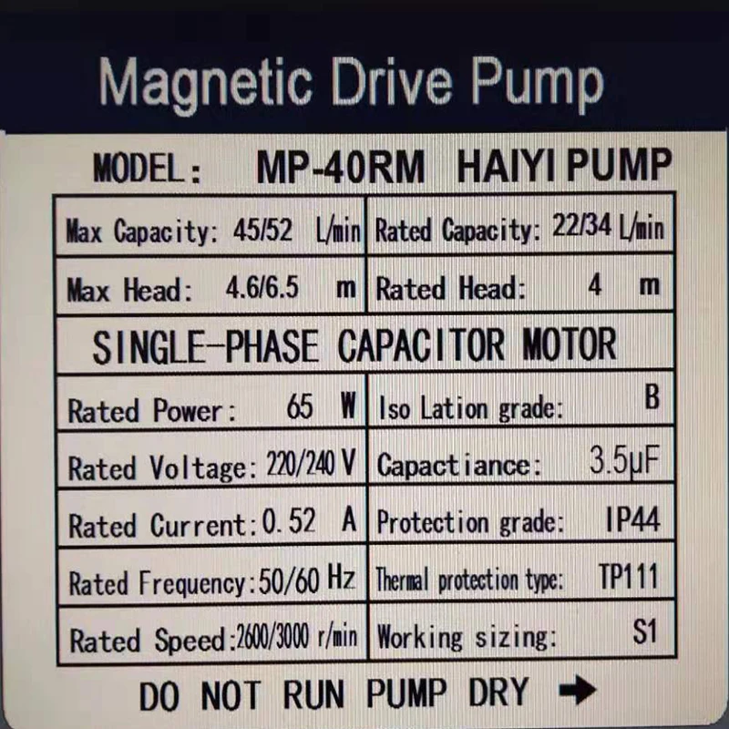 Plastic Homebrewing Magnetic Drive Pump, Beer Pump, MP-40RM