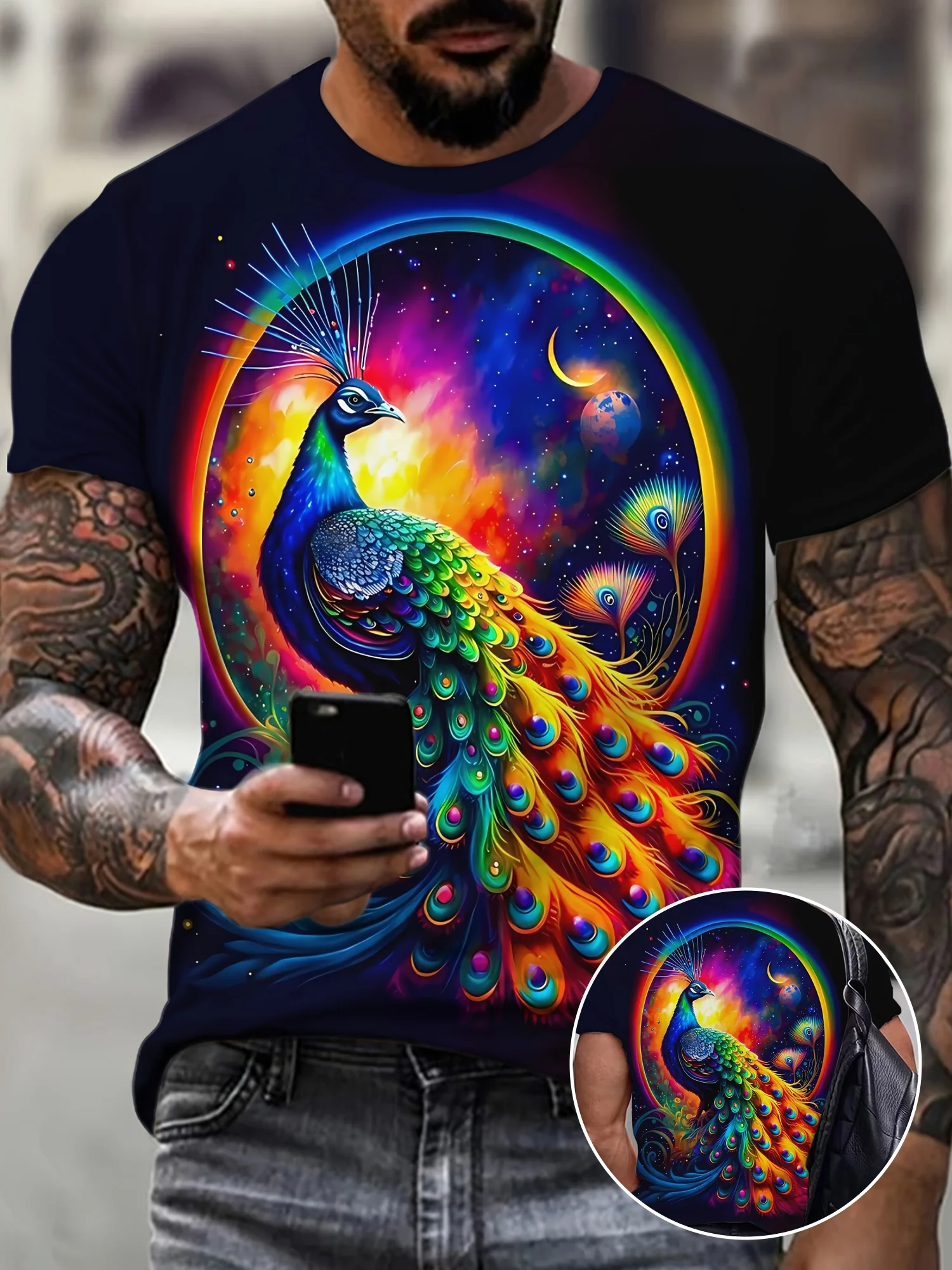 3D Printed Cute Animal Peacock T Shirt Psittaciformes Graphic T-shirts For Men Fashion Funny Tee Shirts Harajuku Top Clothes