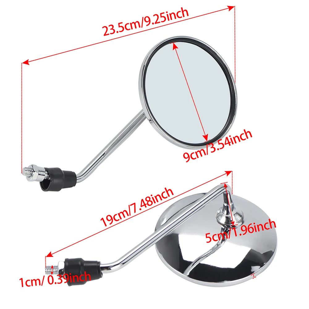 1 Pair Universal Motorcycle Rear View Mirror Chrome Motorbike Back Side Mirrors 8mm 10mm Thread For Honda Harley Moped Scooter