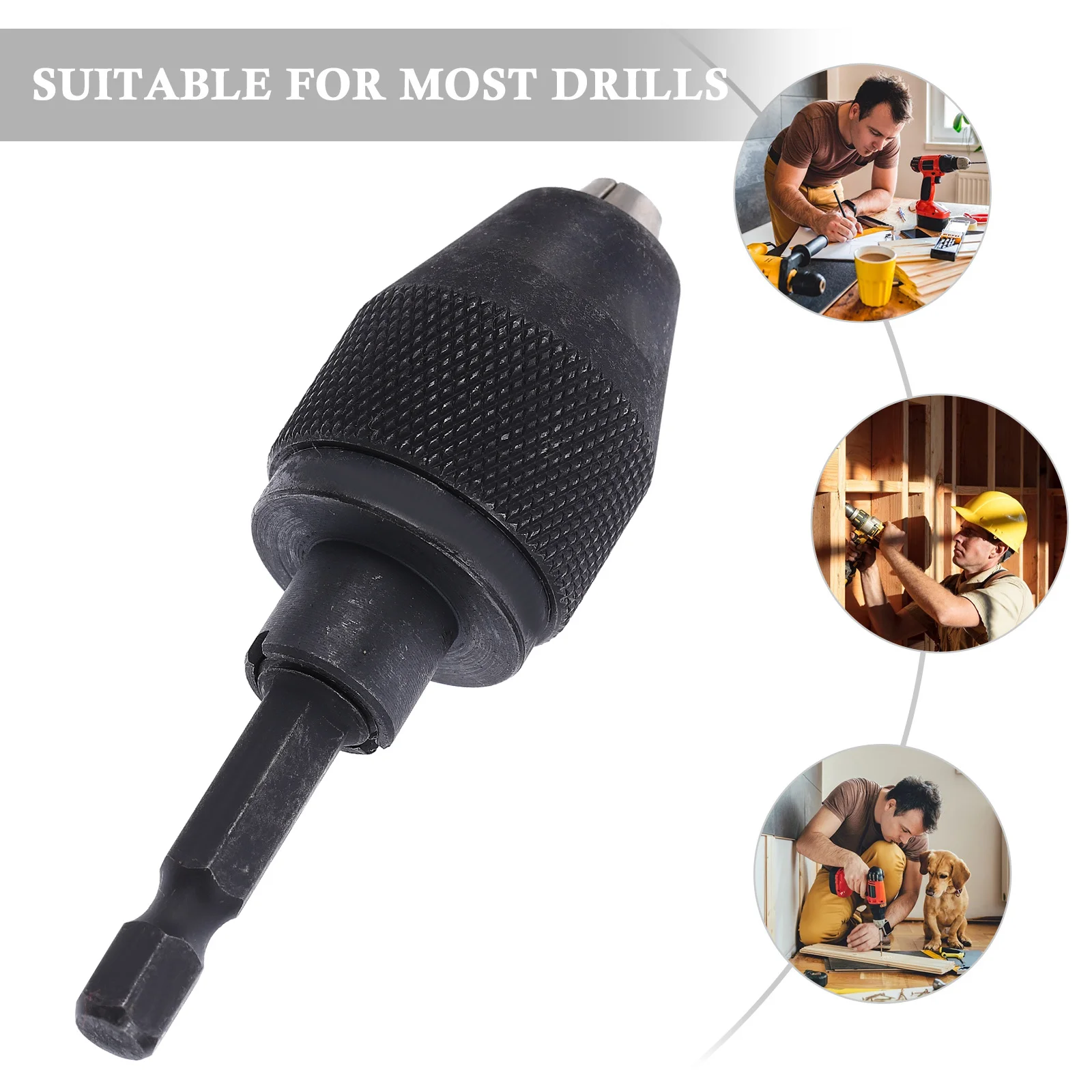 1 قطعة تشاك الحفر بدون مفتاح تشاك معدني عالي الأداء لأداة تحويل سائق تأثير الحفر تصميم توفير المساحة