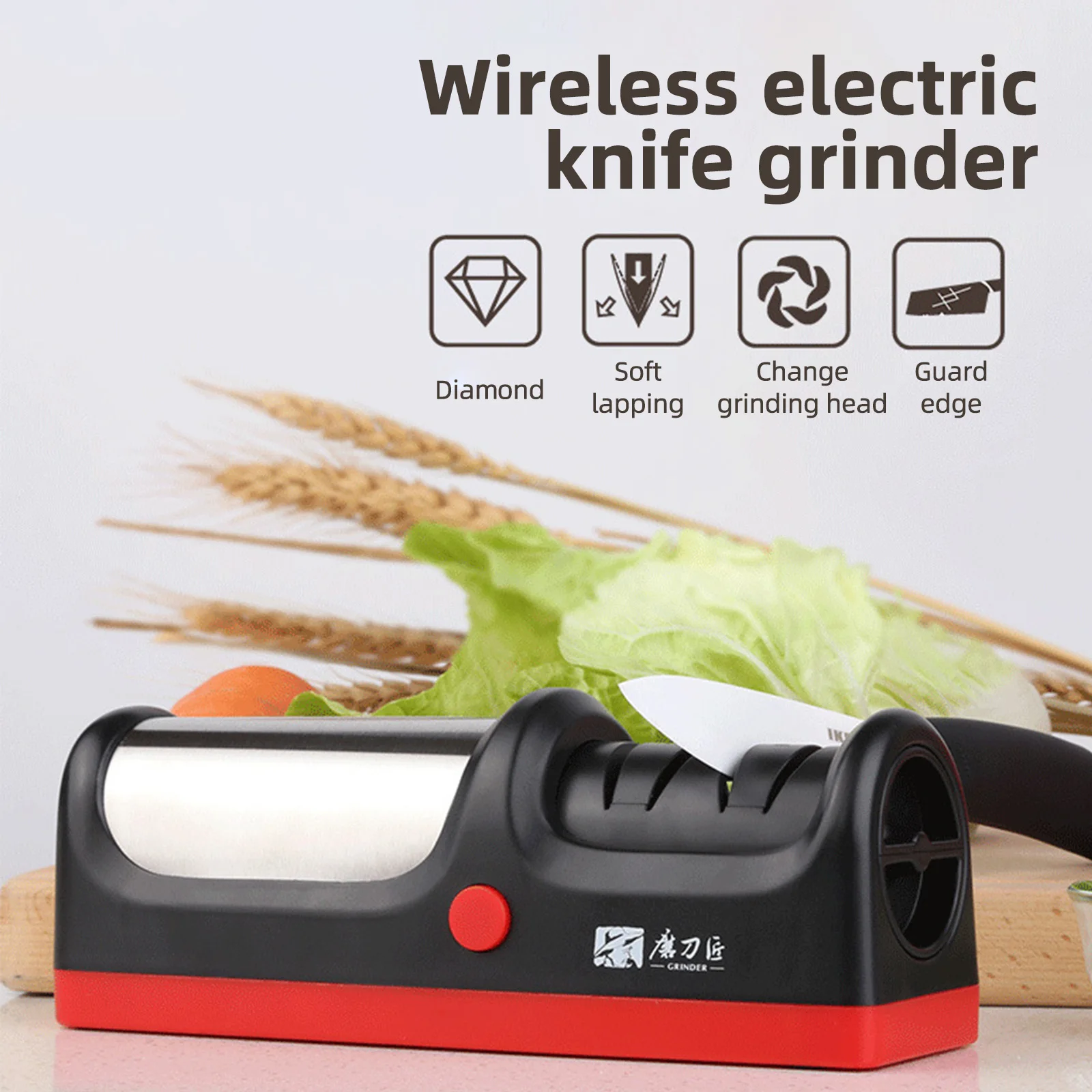 TAIDEA TG1904 Electric Knife Sharpener 2 Stage Kitchen Knives Sharpening System Low Noise USB Charging Quickly Sharpening