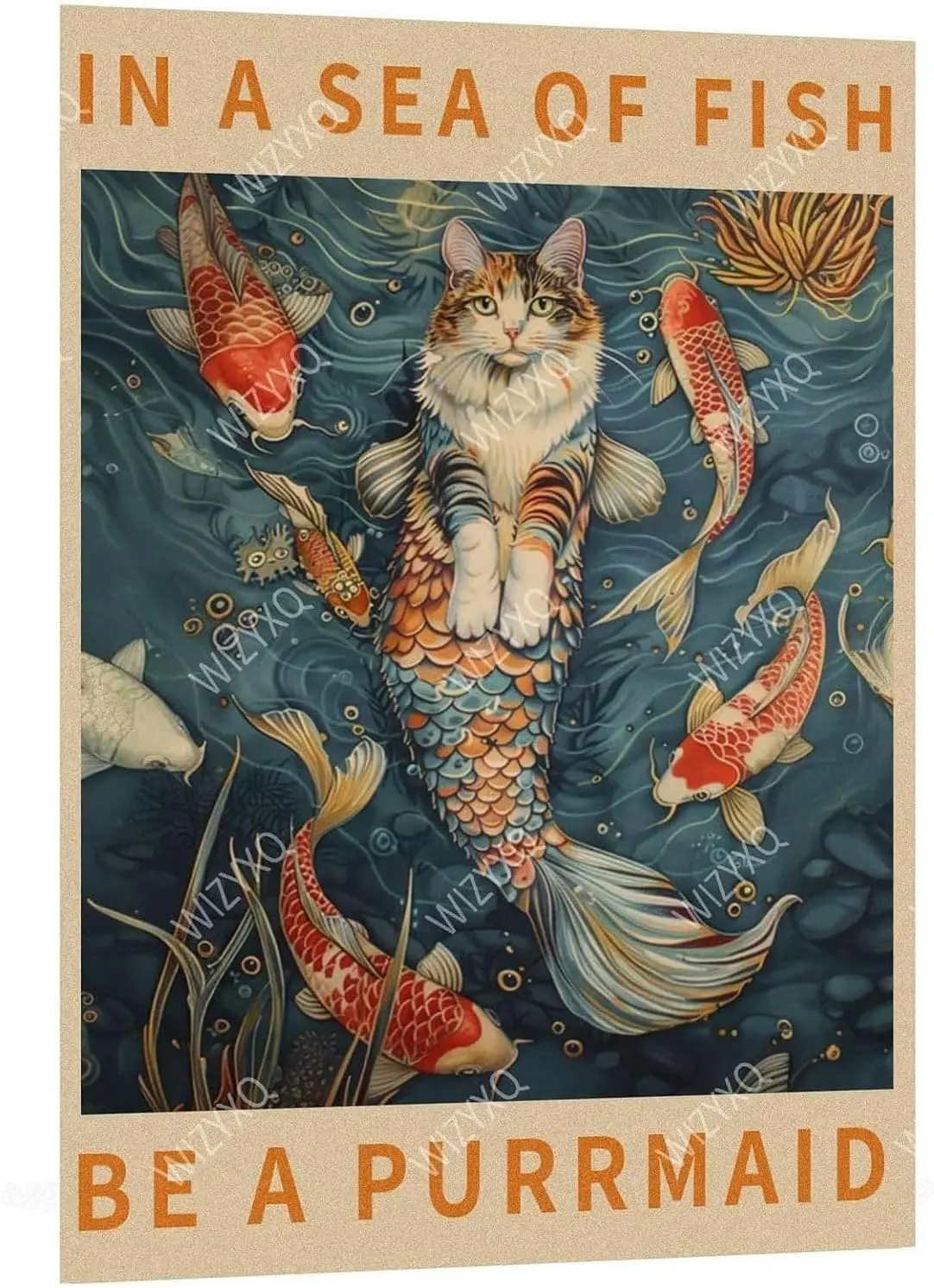 Tin Sign In A Sea Of Fish Be A Purrmaid Metal Signs Vintae Aluninum For Home Bathroom Bar Cafe Garden Wall Decor 12x8 Inch