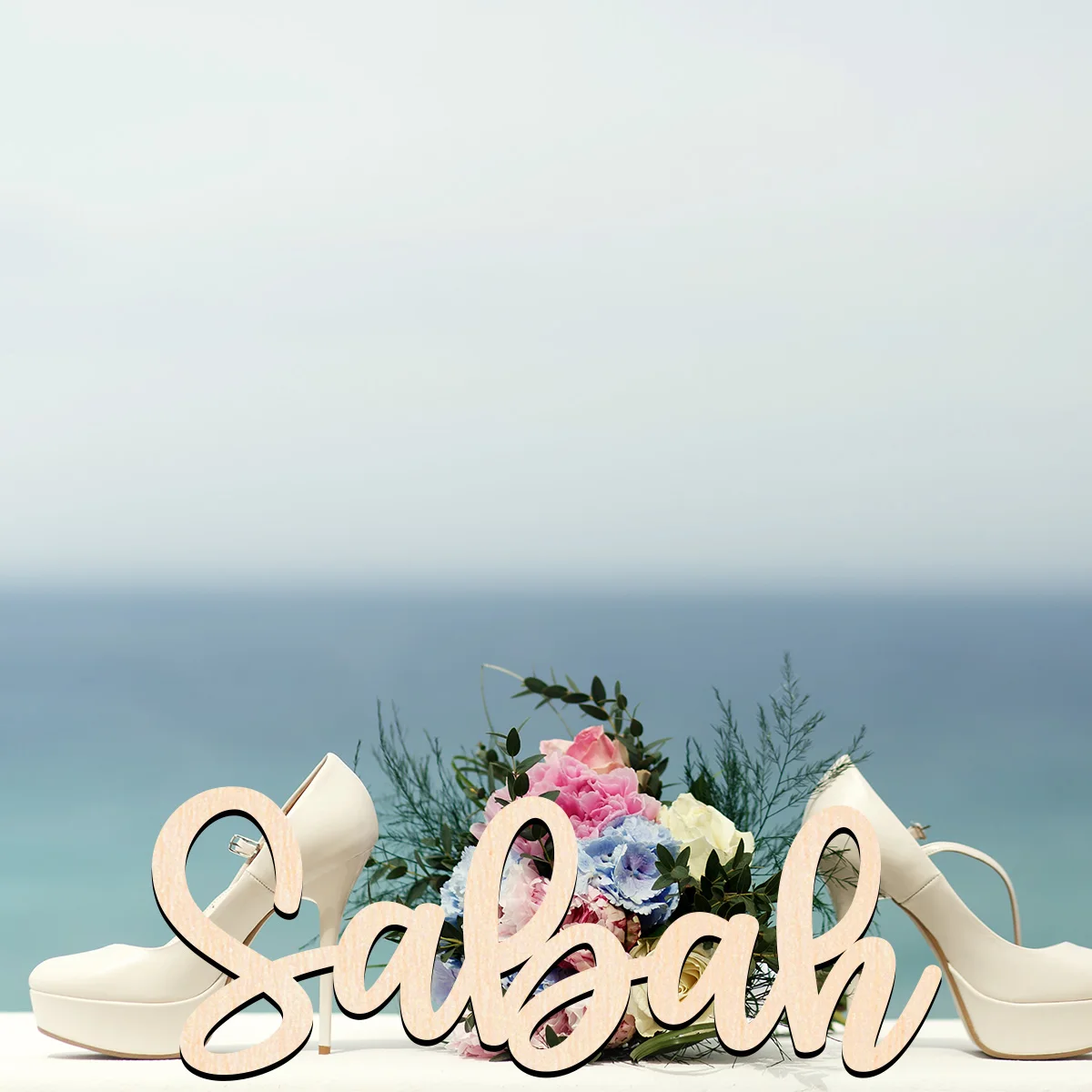 

1pc home decor Personalized Letter Wooden Sign Wood Material Laser-Cut Sign Handcrafted with Elegant Cursive Lettering for home