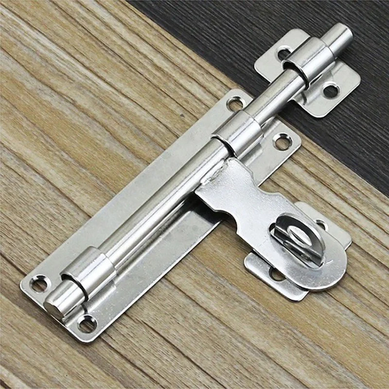 

4 Inch Brushed Stainless Steel Door Lock Set: Barrel Bolt Latch Padlock Clasp for Doors, Windows, Drawers & Cupboards