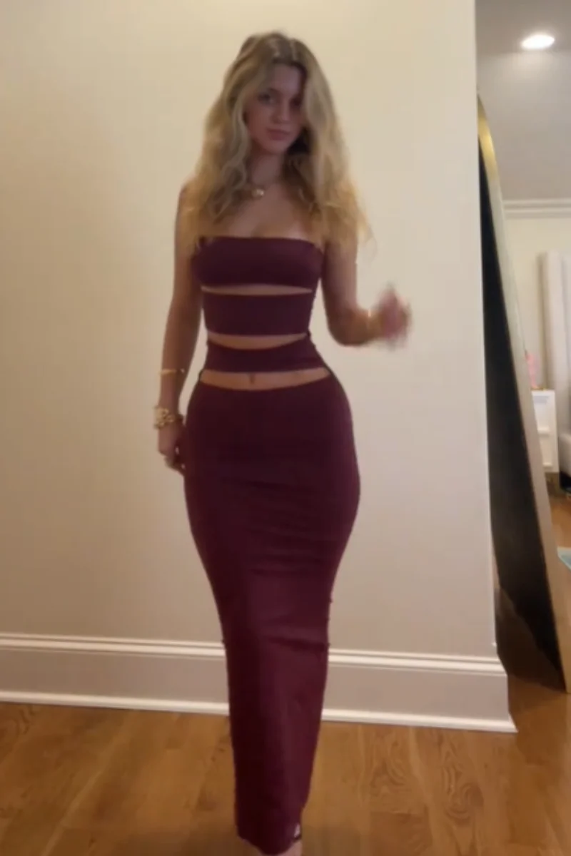 

Женское бордовое макси-платье Y2K с вырезами, без бретелек, облегающее, для вечеринок, модное клубное вечернее платье