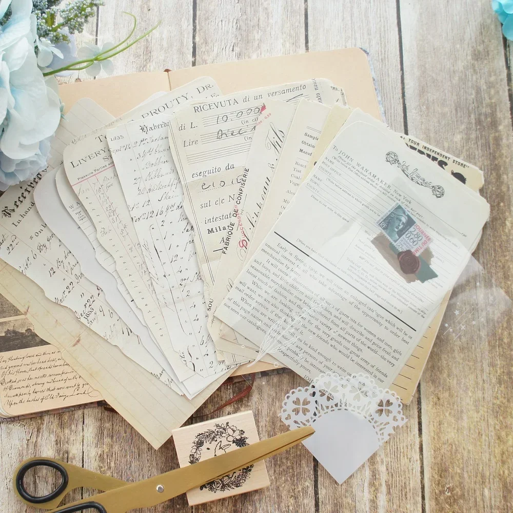 

25 Sheets 1 Sticker Old Handwritten Document Paper Design Wrapping Creative Craft Background Scrapbook Paper