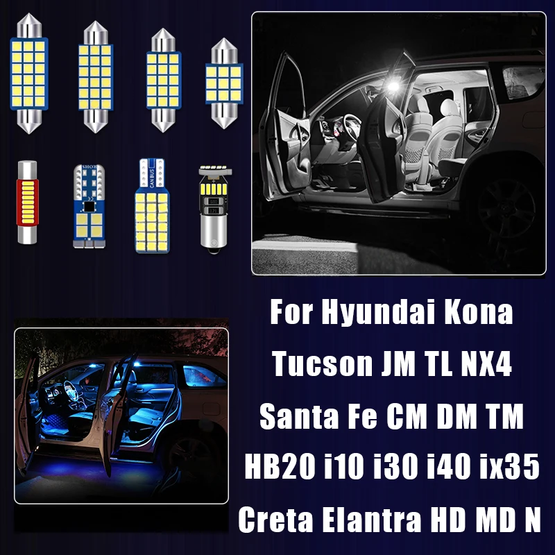 Auto-LED-Lampen für Hyundai Kona Tucson JM TL NX4 Santa Fe CM DM TM Creta Elantra HD MD N HB20 I10 I30 I40 IX35 Zubehör