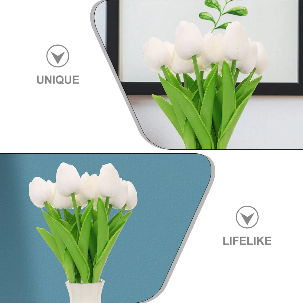 

8 Pcs Artificial Tulips Decor Lifelike Simulation Flowers Home Bedroom Plant Adorn Fake Vase Flowers Purple Long Lasting