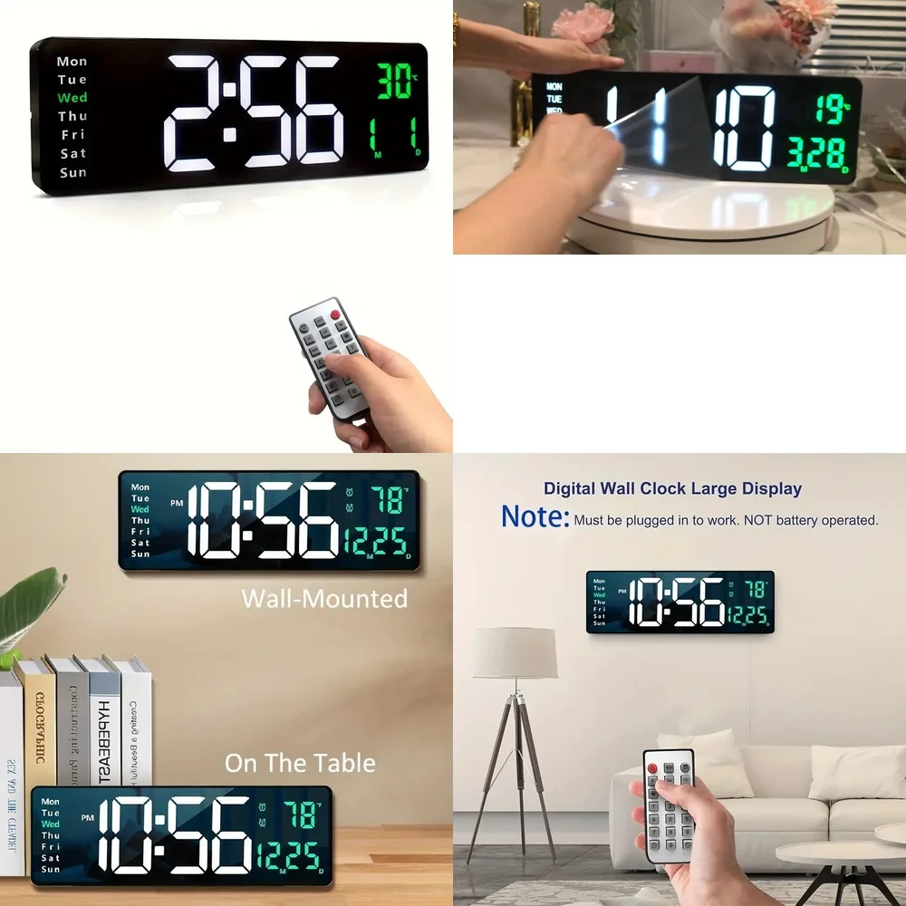

Alarm clock16 Inch Large LED Digital Clock with Brightness Control Dual Alarm Function Modern Wall Clock for Home Office Bedroom