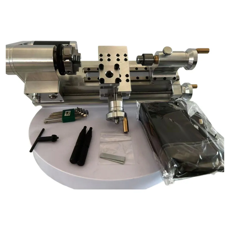 24V 80W DIY Mini Lathe - Multifunctional Household Woodworking Homemade Small Lathe Portable Desktop Micro-Lathe