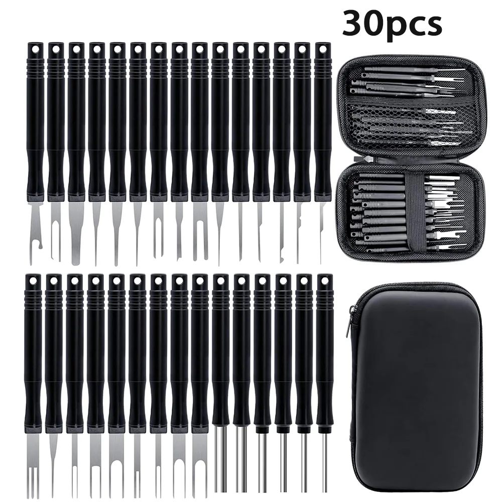 30pcs box terminal disassembly tool, wire crimping connector pin extractor kit, key wire plug repair tool, car disassembly kit