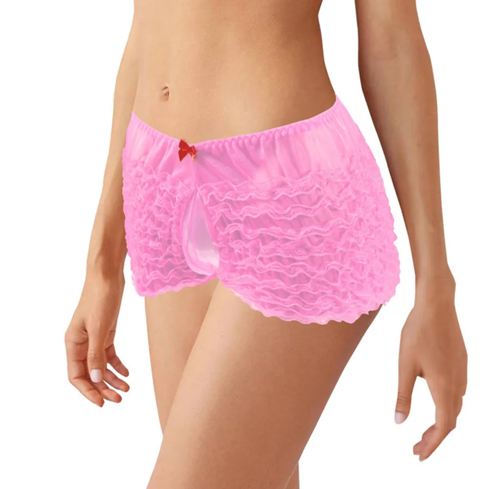 Gay Men Boxer Briefs Sissy Sex Sleep Bottoms Daily Knickers Lace Sexy Sissy Spanex Underpants Briefs Underwear