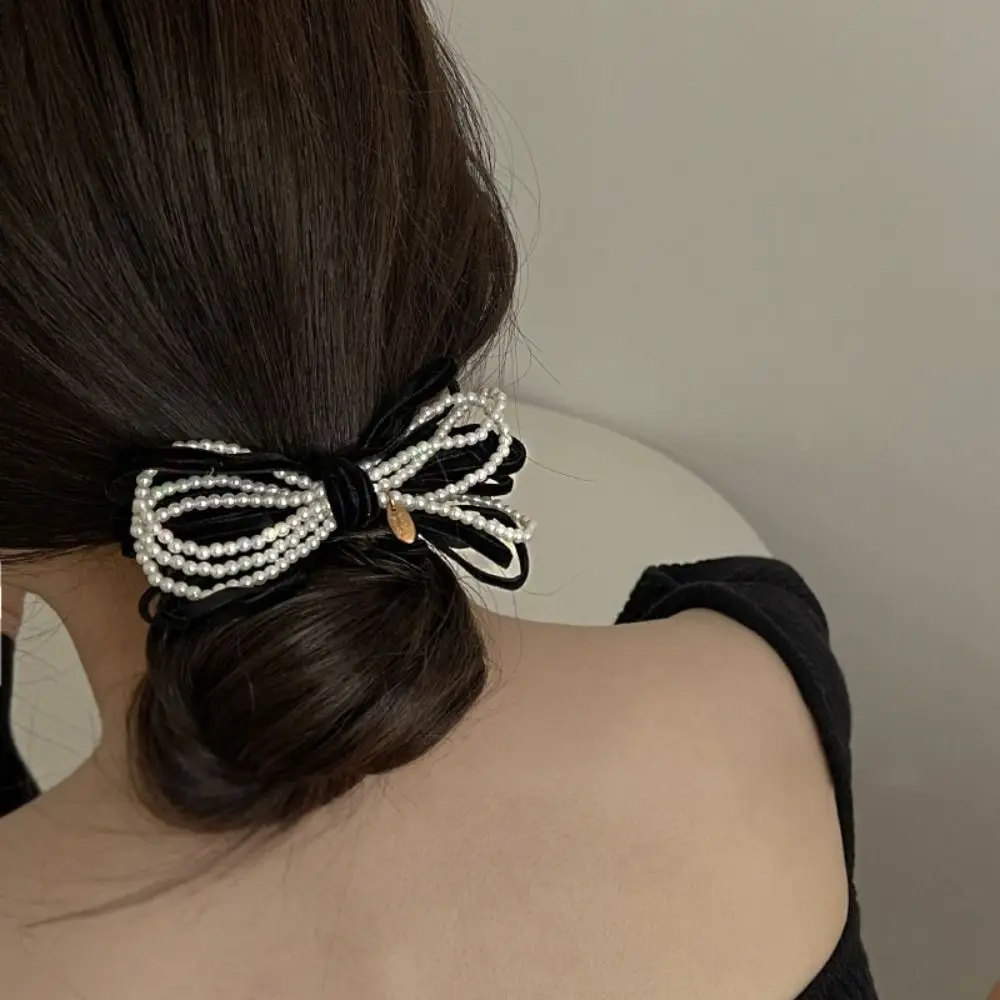 Милые заколки для волос с бантом-бабочкой, милые Элегантные Бархатные заколки для волос с жемчужинами и бантом, модные заколки для волос для женщин и девочек