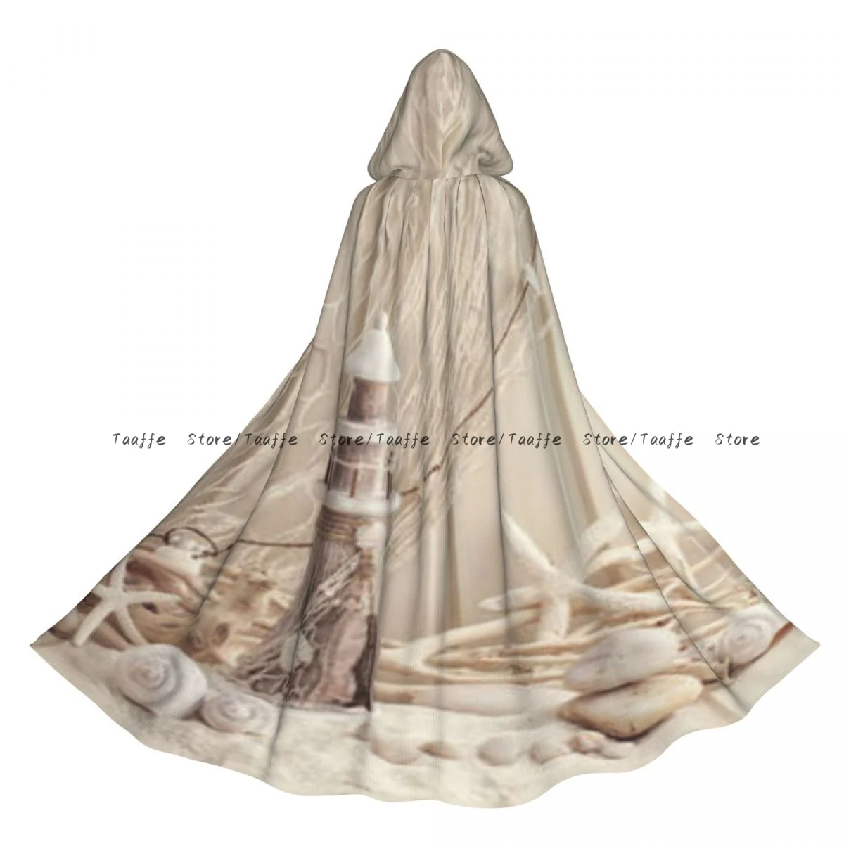 

Морские звезды и ракушки, подводная жизнь, деревянный маяк с принтом, плащ ведьмы с капюшоном, карнавальный костюм для взрослых, длинная праздничная накидка