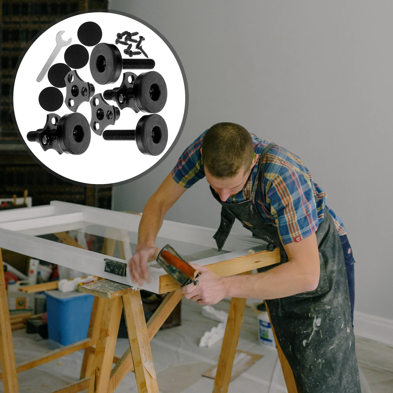 

4pcs Adjustable Furniture Levelers T-Shape Nut Kit Heavy Duty Leveling Feet Screws Wrench Floor Protection Height for Tables