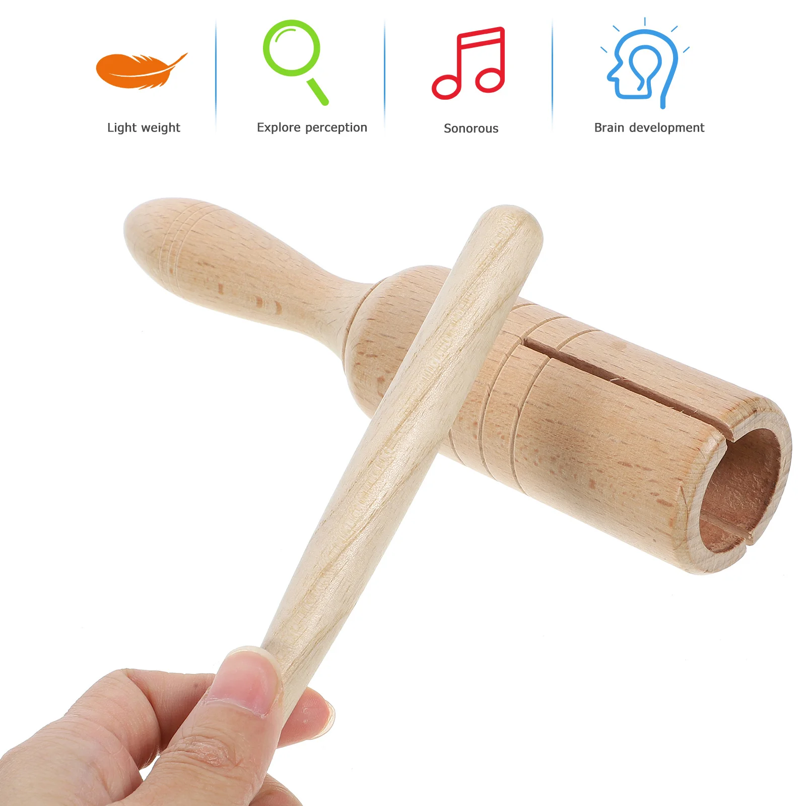 

1 Set Wooden Guiro Musical Instrument Percussion Play Early Education Smooth Safe Design Development Learning