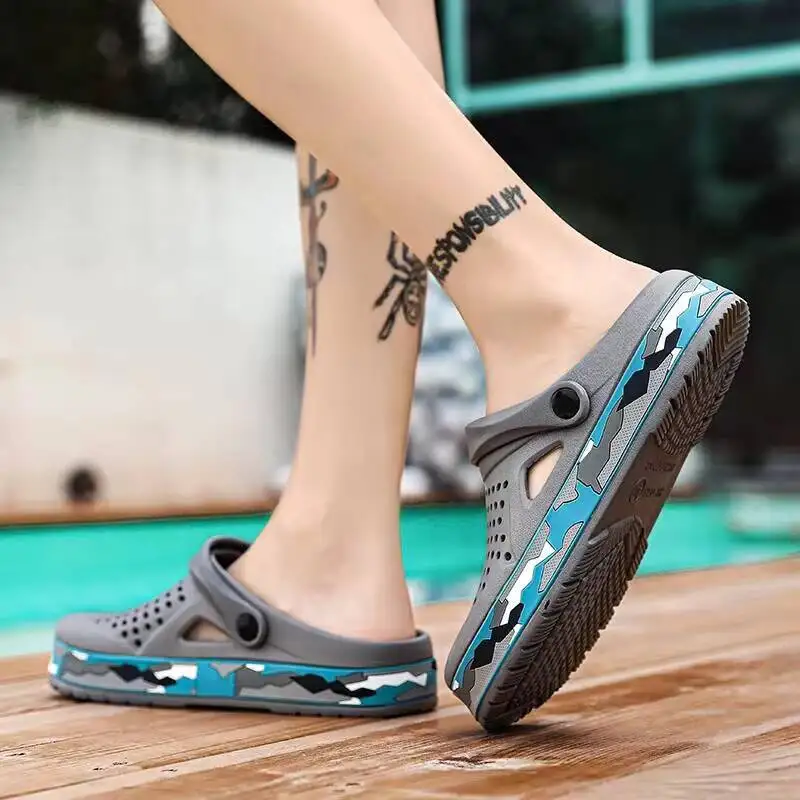 

Summer Casual Hole Non Slip Lightweight Breathable Two Wearing Men's Sandals Fashion Comfort Beach Shoes Slippers