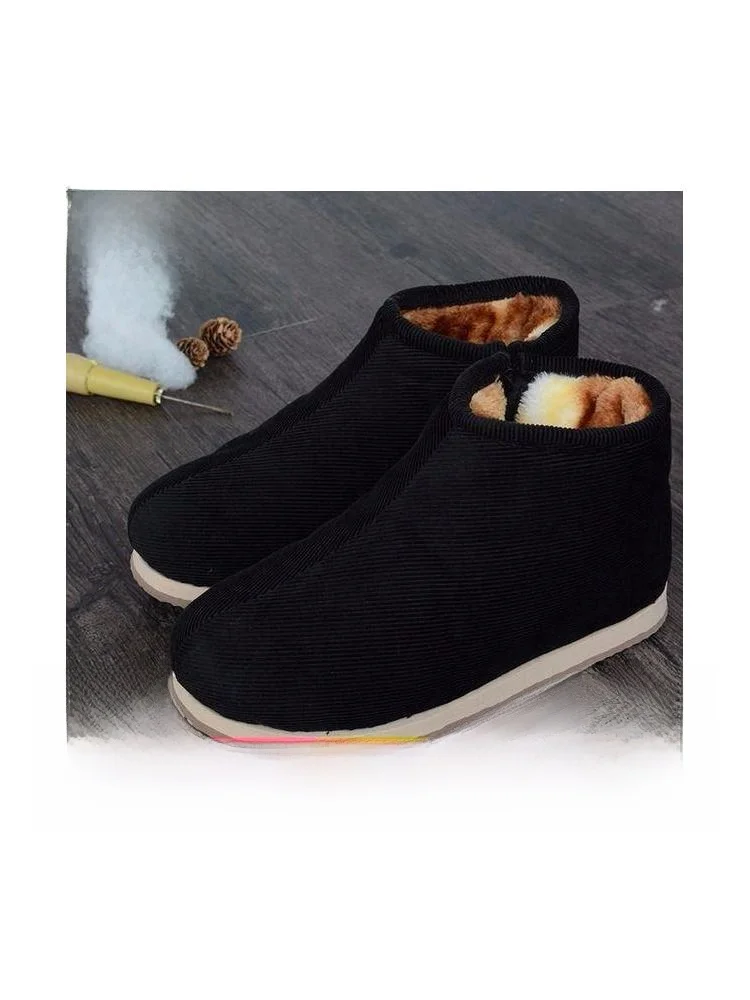 

Handmade Thickened Fleece Lined Chicken Grandma Shoes Men's Winter Warm Anti-slip Cotton Slippers from Hunan to Sichuan