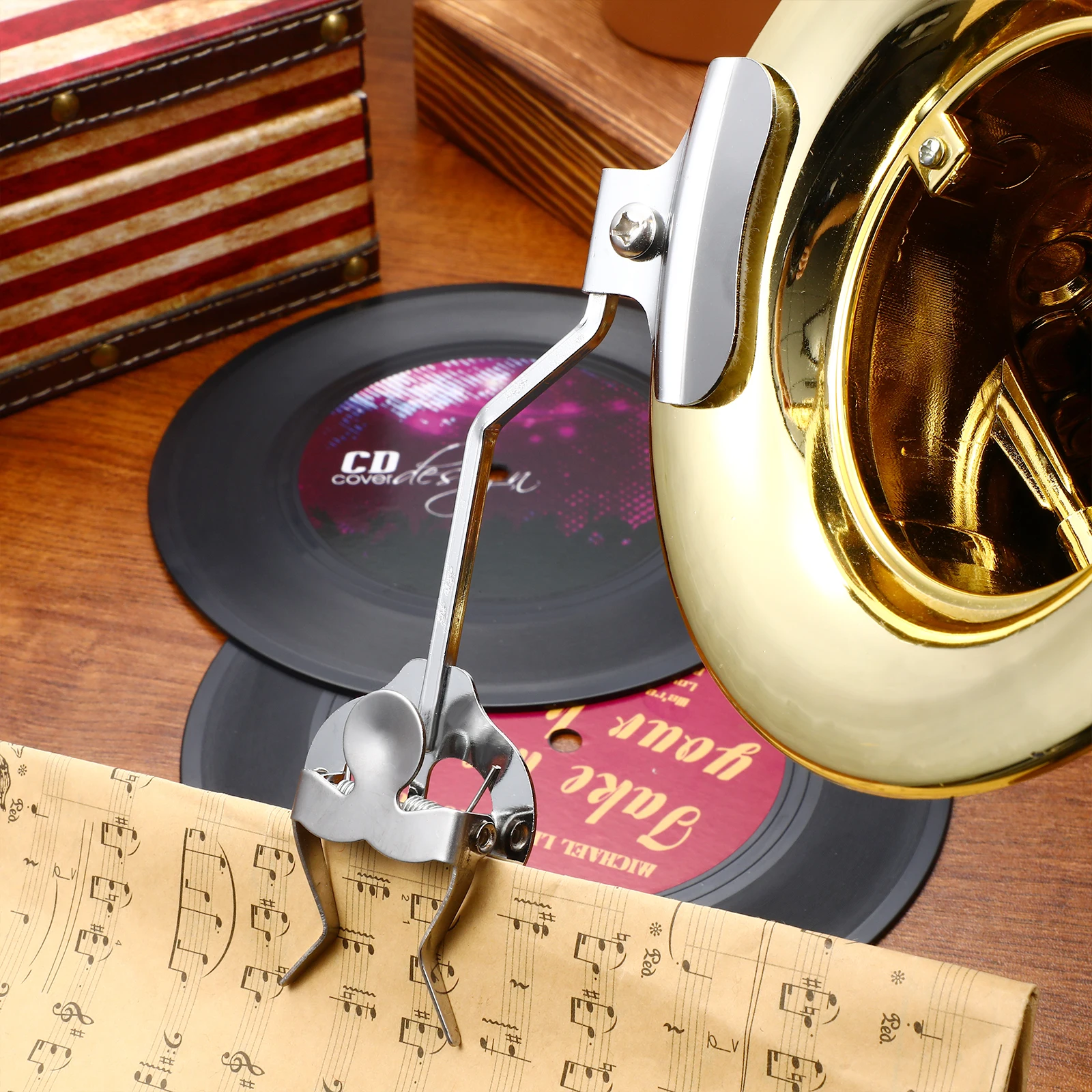 

Trumpet Marching Clamp- Sheet Music Lyre Holder Trombone Folder Clamp-on Silver