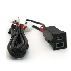 12V Car Dual USB C QC3.0 Cigarette Lighter Socket Quick Charger Adapter For Toyota RAV4 Corolla Prado Wildlander 18-22