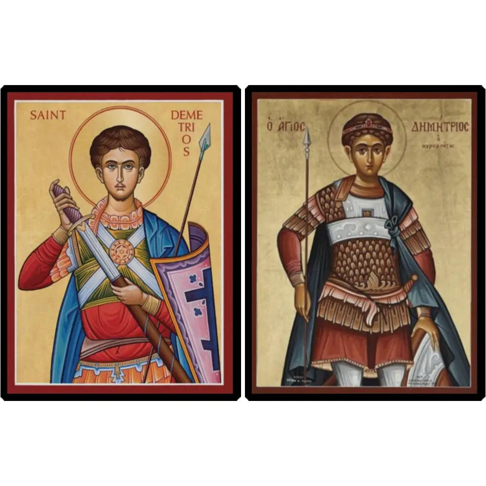 Saint Demetrios of Thessaloniki Greek Orthodox Icon HD Canvas Print Byzantine Military Saint Art for Home Altar Church Decor
