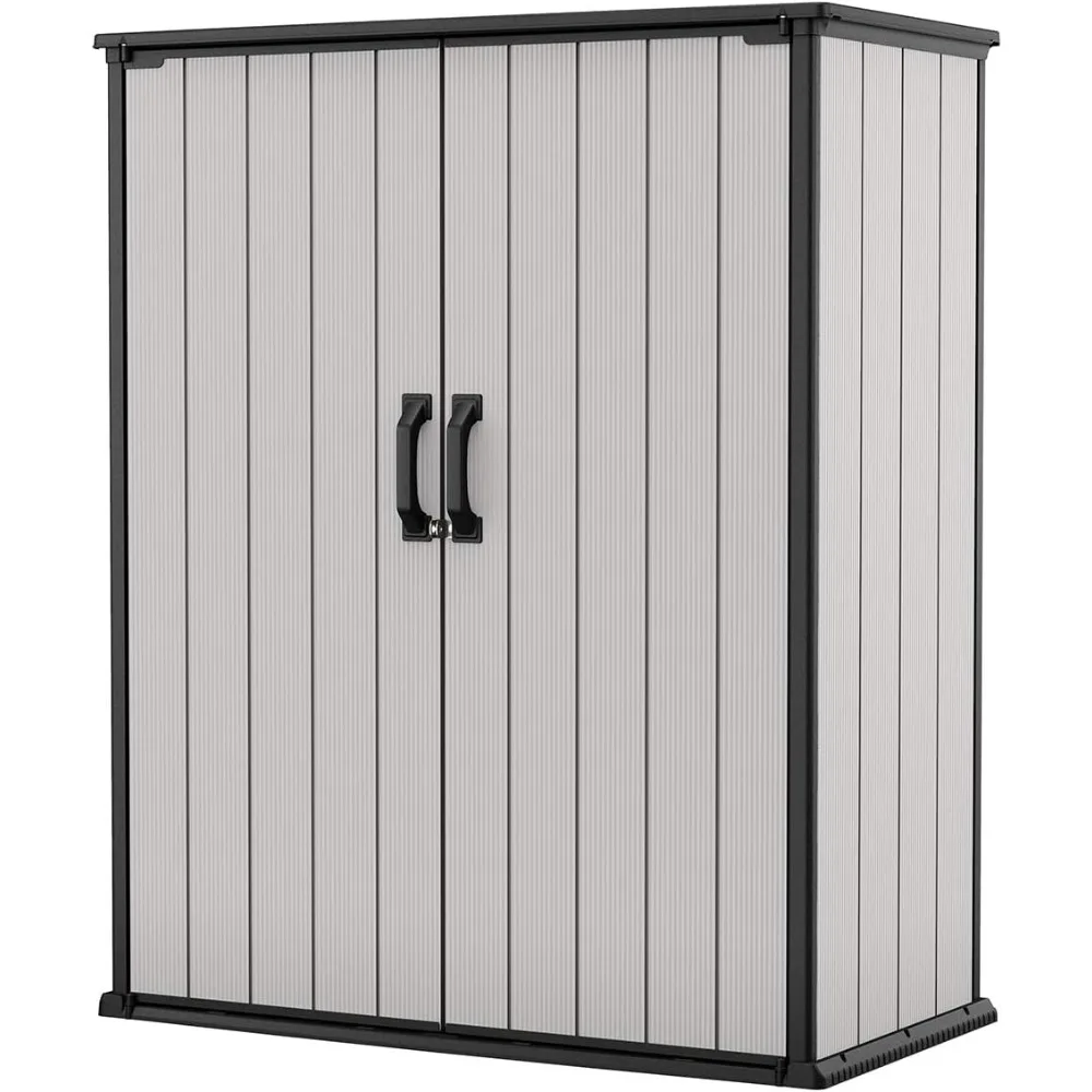 Outdoor Storage Shed with Shelving Bracket, Tall 4.6 X 5.6 Ft, Patio Furniture, Pool Accessories, and Bike, Outdoor Storage Room