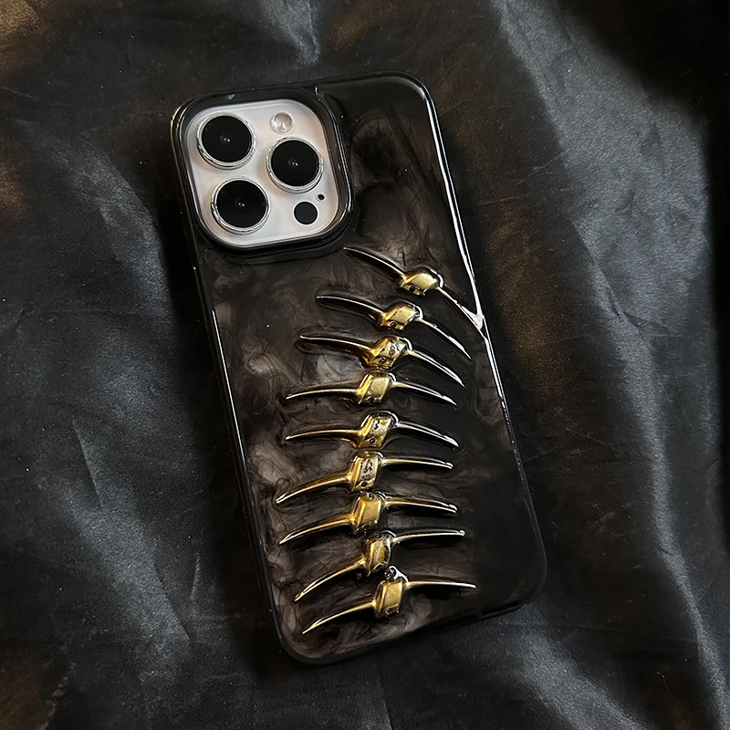 Obscure Gradient Gold Snake Skeleton iPhone 16 Pro CaseiPhone 15 Pro New Year Model 14 Protection 13 Pro Luxury 12 3D 14 Pro