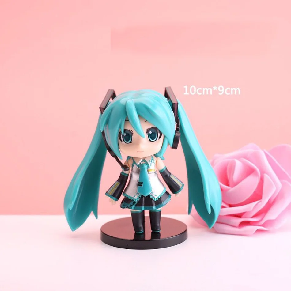 The New Hatsune Miku Figure Mini Character Ornaments Kawai Pink Green Hatsune Home desk Decoration Adult Toy