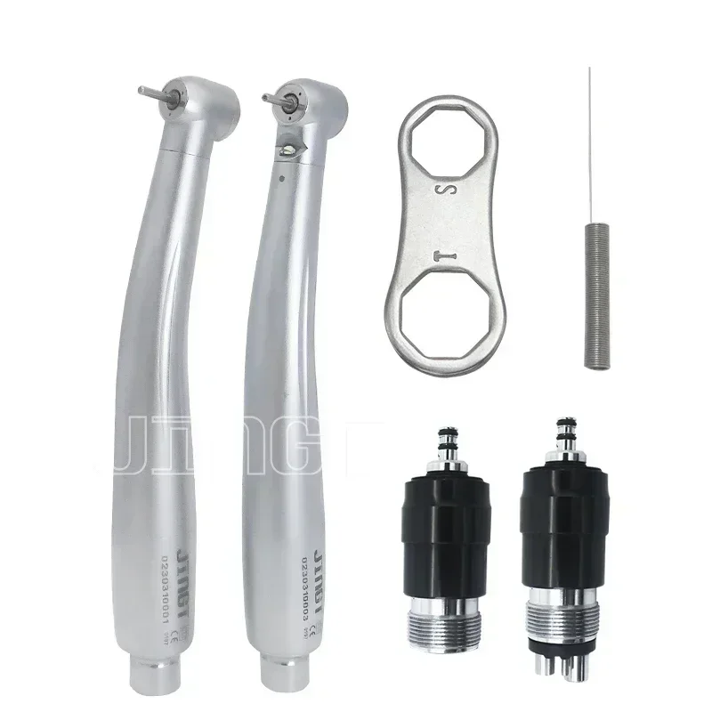 High-End LED Turbine Handpiece With Internal E-Generator, High Speed Dental Drill, Push Button Chuck, Rapid 2/4-Hole NSK Coupler