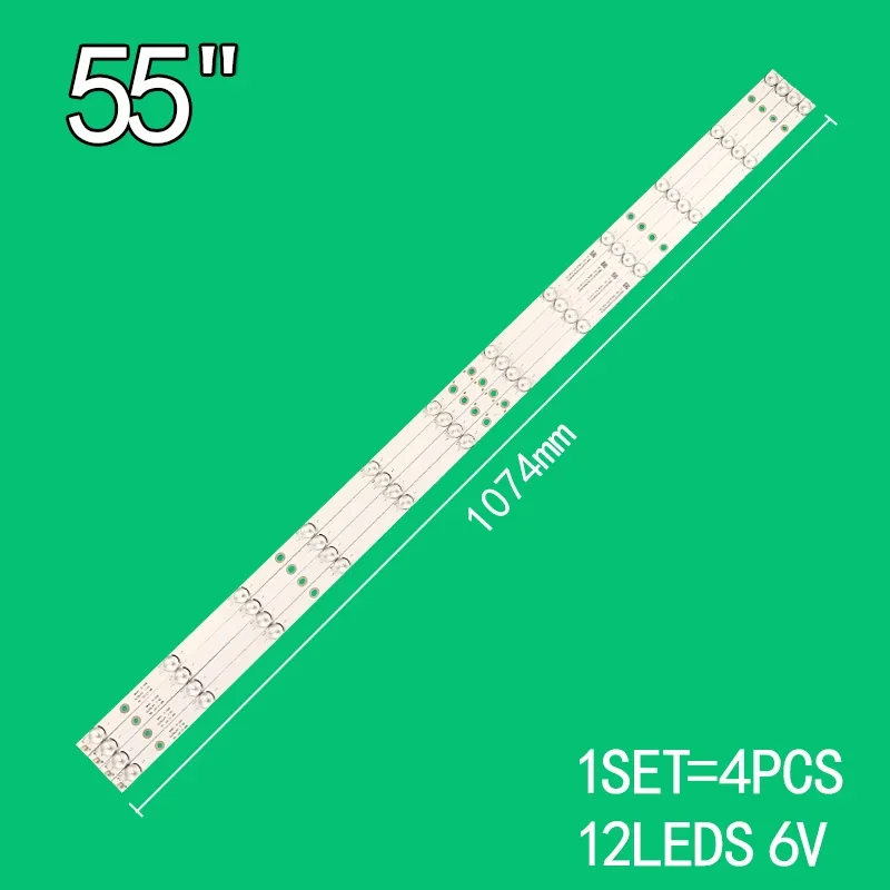 

4PCS 12LEDs 6V 1074mm For 55" TV AKTV 5534 MS-L1157 V4 JF-D400-S0 888102-55S17U 18MI200J6C70100099800820