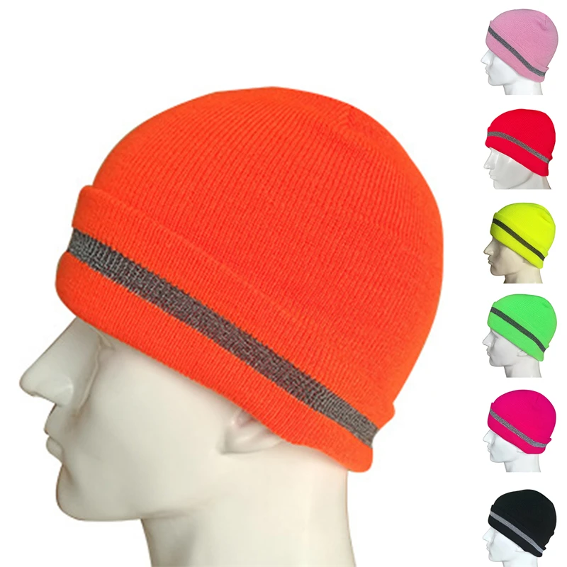 

Unisex Reflective Stripe Knitted Hats Women Men Autumn Winter Hats Casual Bonnet Beanies Luminous Outdoor Cycling Ski Warm Caps