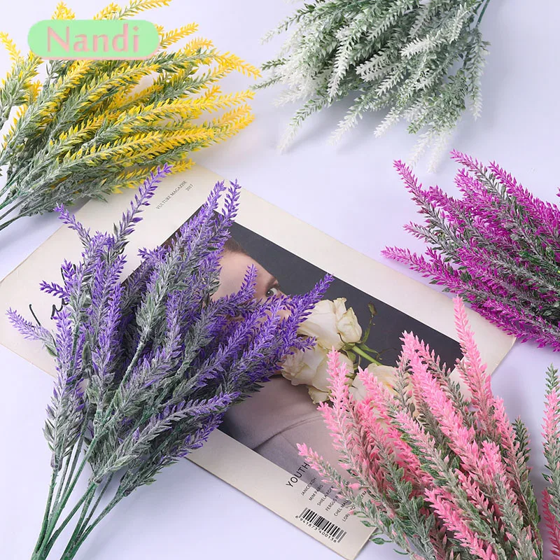 1/3 Piezas de Flores Artificiales de Lavanda de Plástico Flocado, Ramo de Plantas Falsas para Decoración de Bodas, Ramo para Interiores y Exteriores, Hogar, Cocina, Escritorio