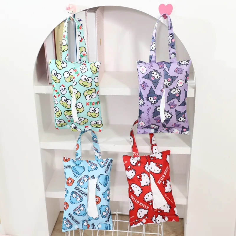

Kuromi Hello Kitty Tissue Box Anime Cartoon Tissue Bag Home Living Room Bedroom Cute Paper Holders Fashion Napkin Storage Bag