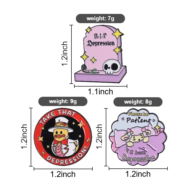 Mental Health Depression Enamel Pin Please Be Patient Sheep RIP Depression Brooch Badges Backpack Accessories Gifts for Friends
